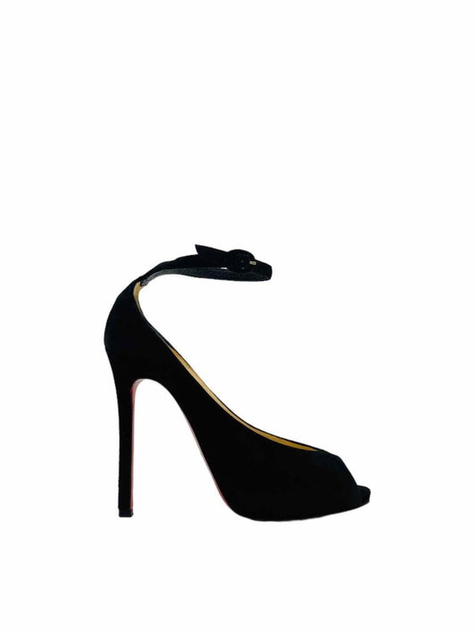 Pre - loved CHRISTIAN LOUBOUTIN Black Ankle Strap at Reems Closet