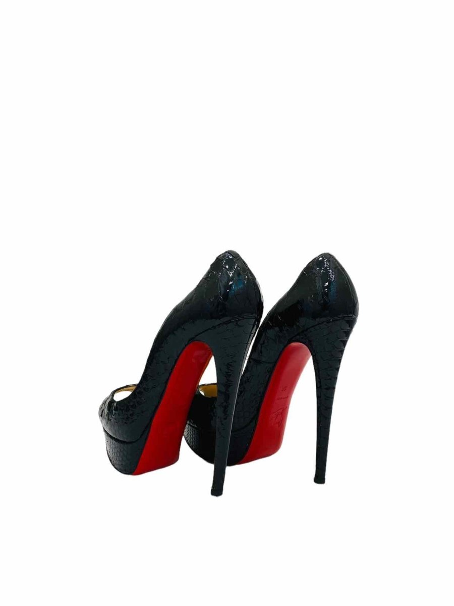 Pre - loved CHRISTIAN LOUBOUTIN Black Open Toe Pumps at Reems Closet