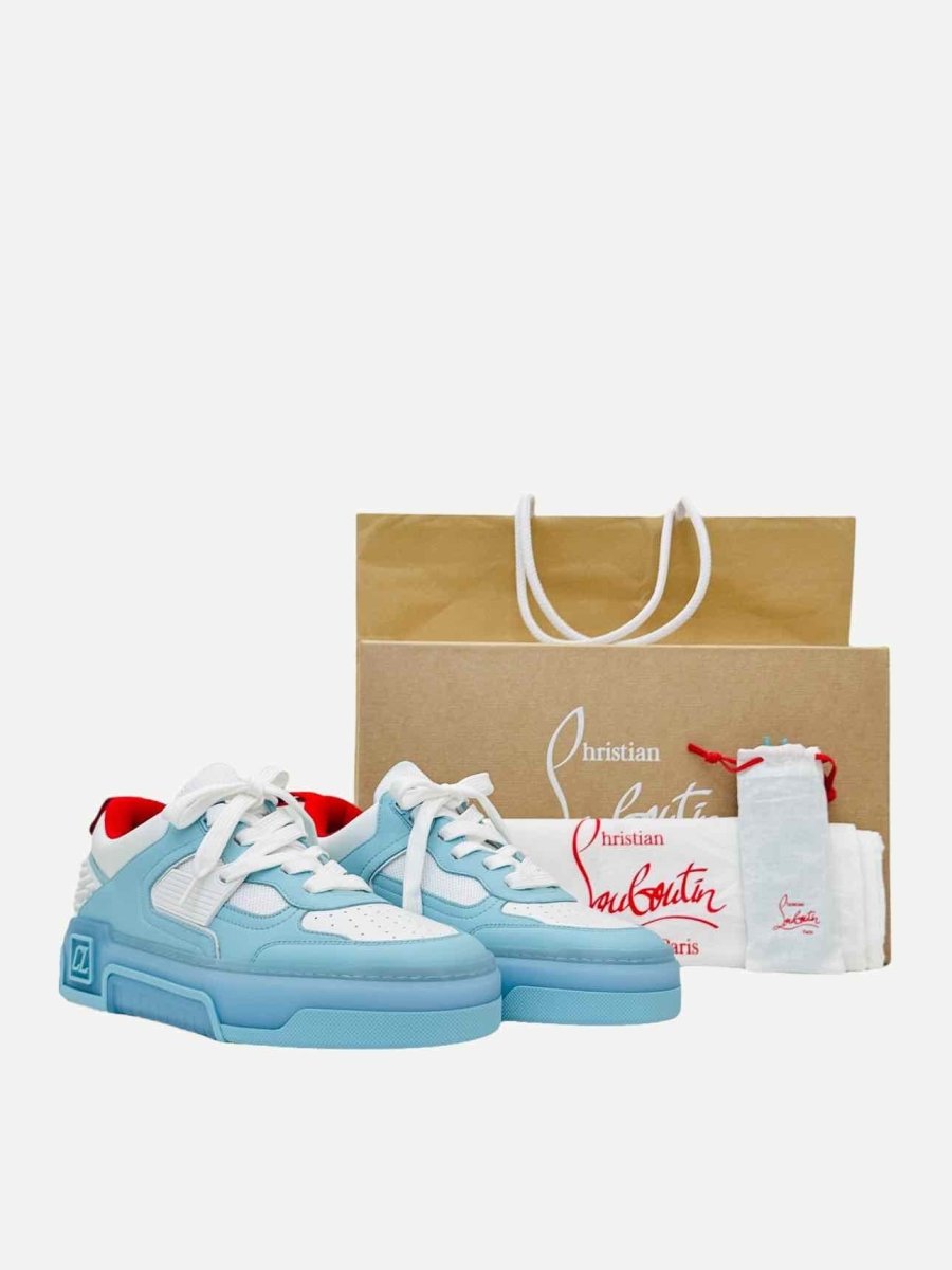 Pre-loved CHRISTIAN LOUBOUTIN Blue & White Sneakers from Reems Closet