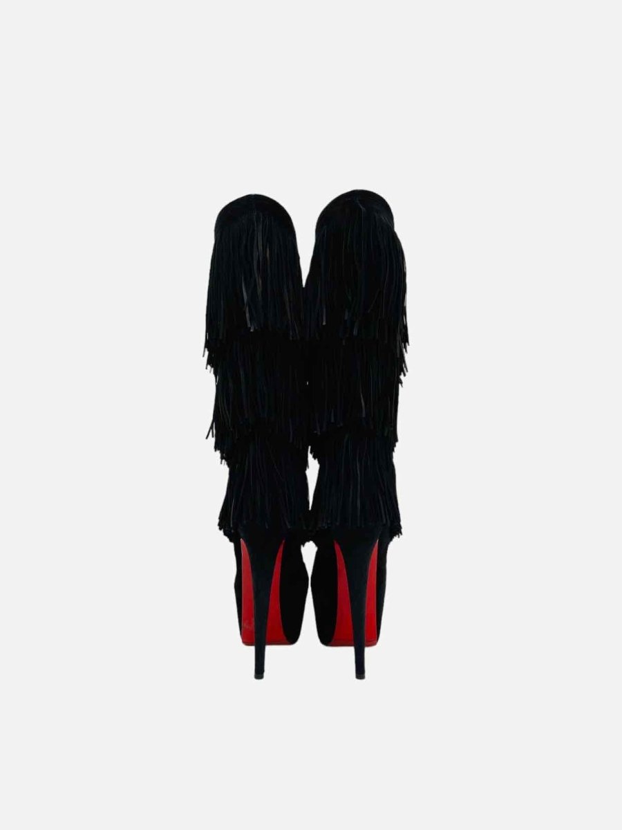 Pre-loved CHRISTIAN LOUBOUTIN Forever Tina Black Mid Calf Boots - Reems Closet