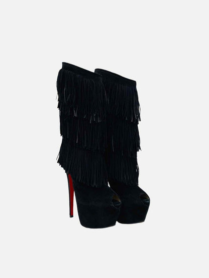 Pre-loved CHRISTIAN LOUBOUTIN Forever Tina Black Mid Calf Boots - Reems Closet