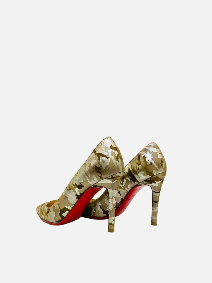 Pre - loved CHRISTIAN LOUBOUTIN Metallic Gold Camouflage Pumps at Reems Closet