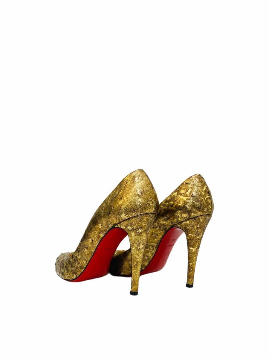 Pre-loved CHRISTIAN LOUBOUTIN Metallic Gold Pumps from Reems Closet