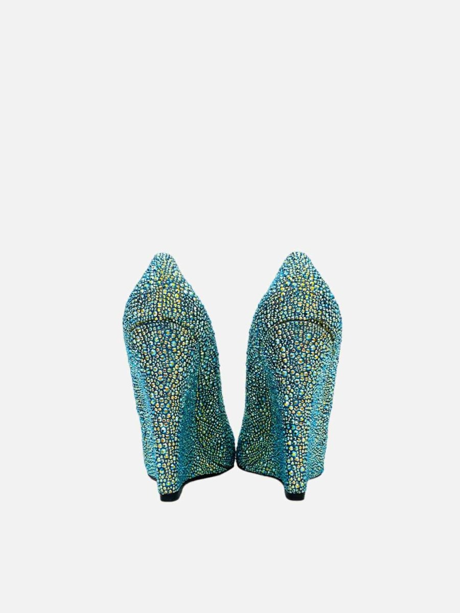 Pre-loved CHRISTIAN LOUBOUTIN Turquoise Wedges - Reems Closet