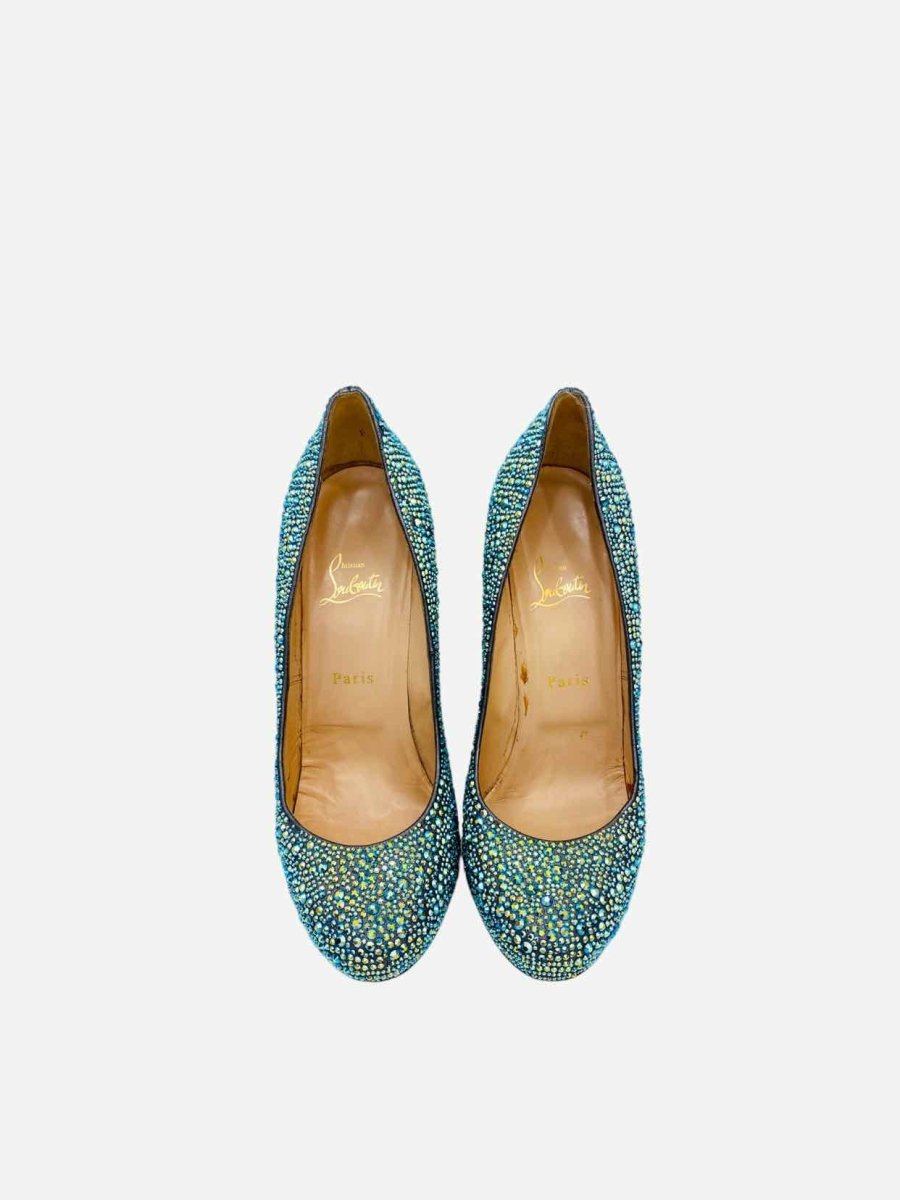 Pre-loved CHRISTIAN LOUBOUTIN Turquoise Wedges - Reems Closet