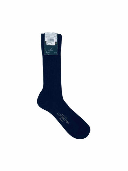 Pre-loved CORNELIANI Ribbed Navy Blue Socks - Reems Closet