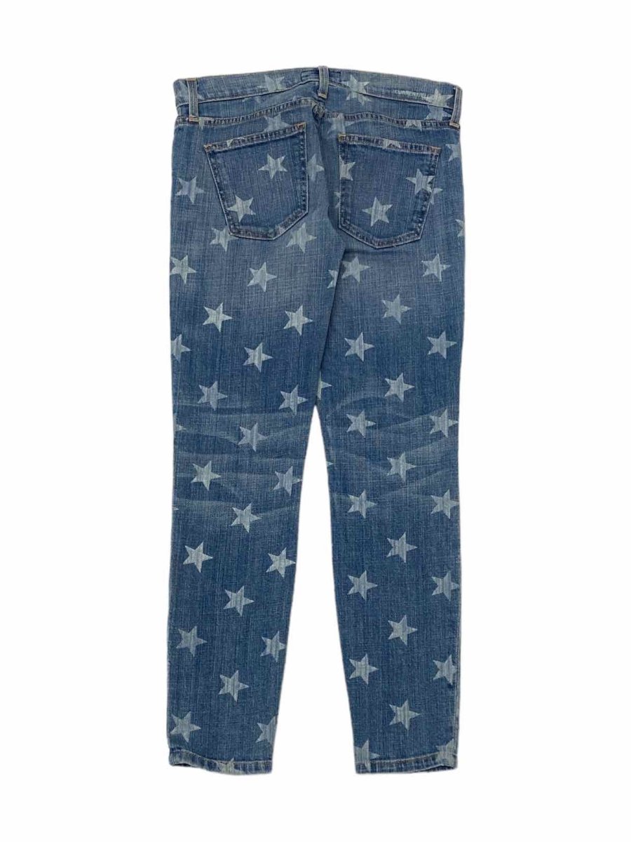 Star Print Denim Jeans, Blue Star Print Jeans