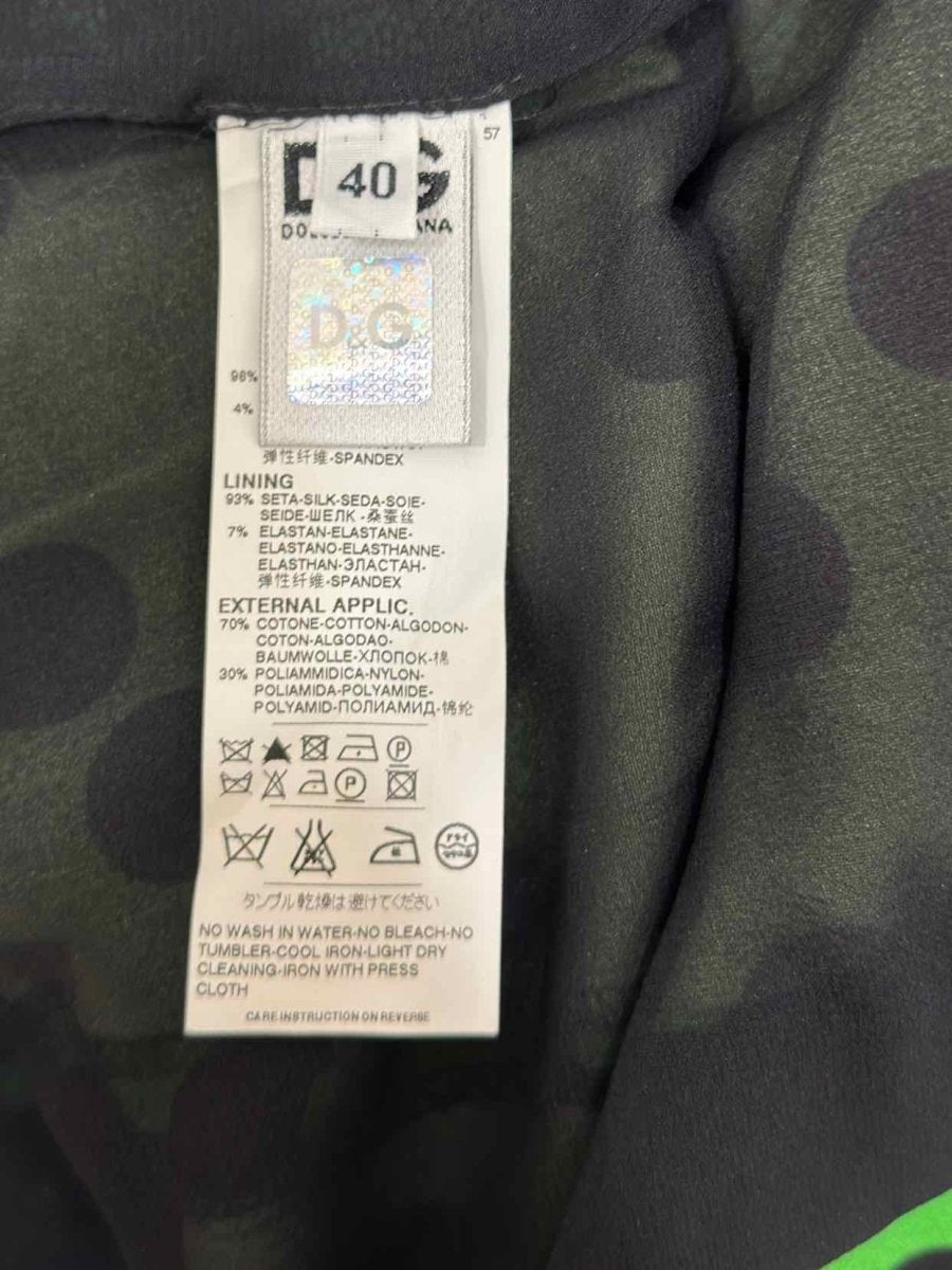 Pre-loved D & G Green & Black Lace Knee Length Dress - Reems Closet