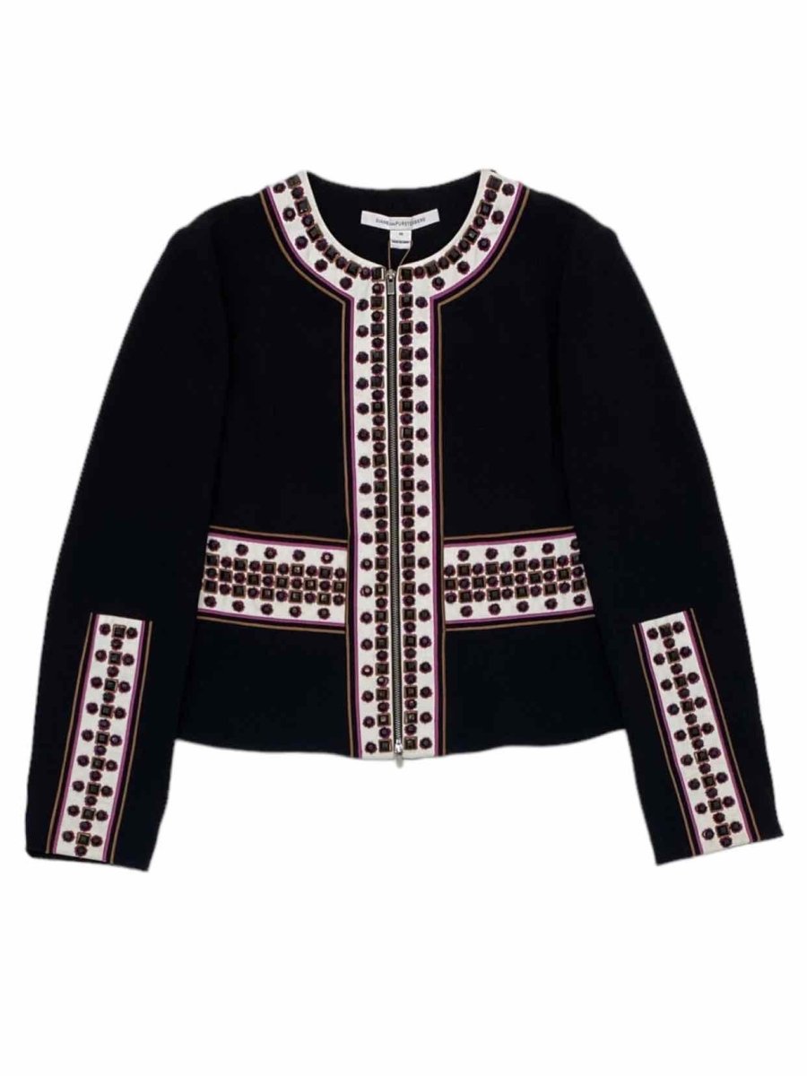 Pre - loved DIANE VON FURSTENBERG Black, Fuchsia & White Jacket at Reems Closet