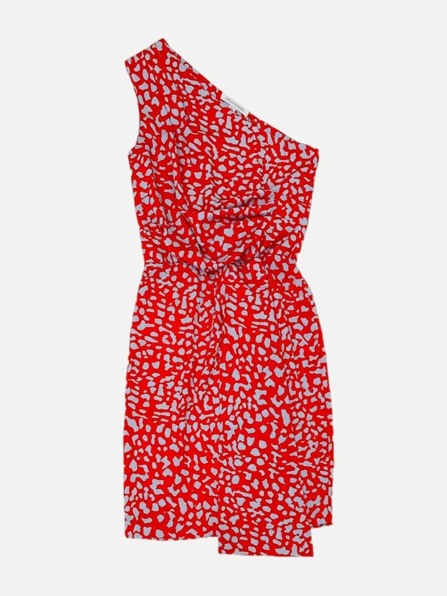 Pre - loved DIANE VON FURSTENBERG Red & Grey Knee Length Dress at Reems Closet