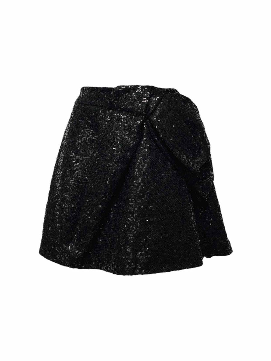 Pre - loved DICE KAYEK Bow Black Sequinned Mini Skirt at Reems Closet