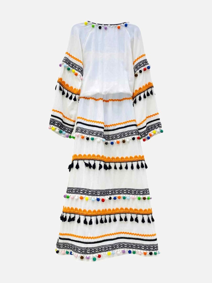 Pre-loved DODO BAR OR White Multicolor Pom Pom Maxi Dress - Reems Closet