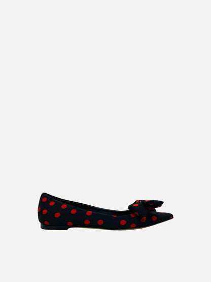 Pre - loved DOLCE & GABBANA Black w/ Red Polka Dot Flats at Reems Closet