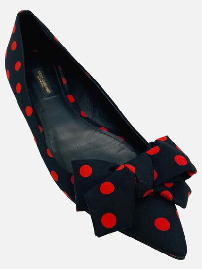 Pre - loved DOLCE & GABBANA Black w/ Red Polka Dot Flats at Reems Closet