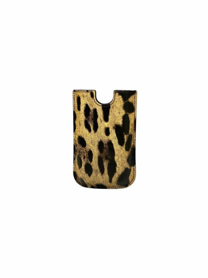 Pre - loved DOLCE & GABBANA Brown & Tan Leopard Phone case at Reems Closet