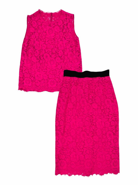 Pre-loved DOLCE & GABBANA Fuchsia Lace Top & Skirt Outfit from Reems Closet