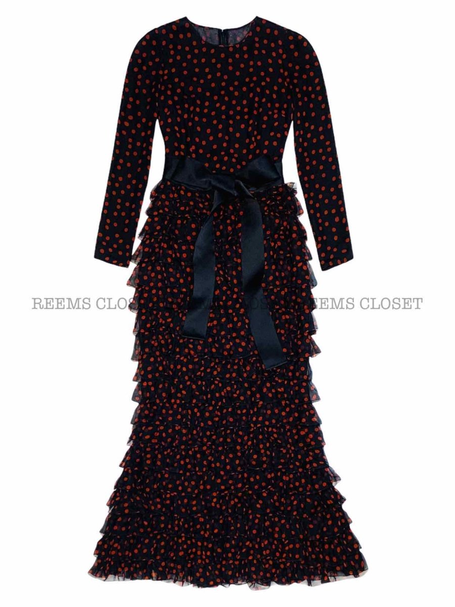 Pre-loved DOLCE & GABBANA Layered Black & Red Evening Dress - Reems Closet