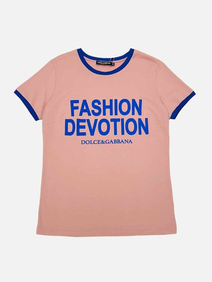 Pre-loved DOLCE & GABBANA Pink & Blue Fashion Devotion T-shirt from Reems Closet