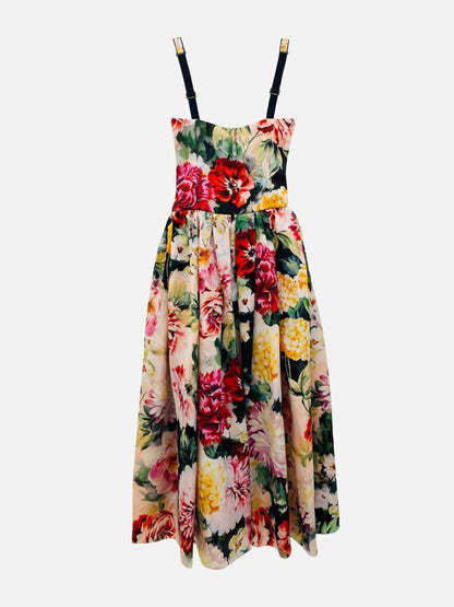Pre-loved DOLCE & GABBANA Pink Multicolor Floral Midi Dress from Reems Closet