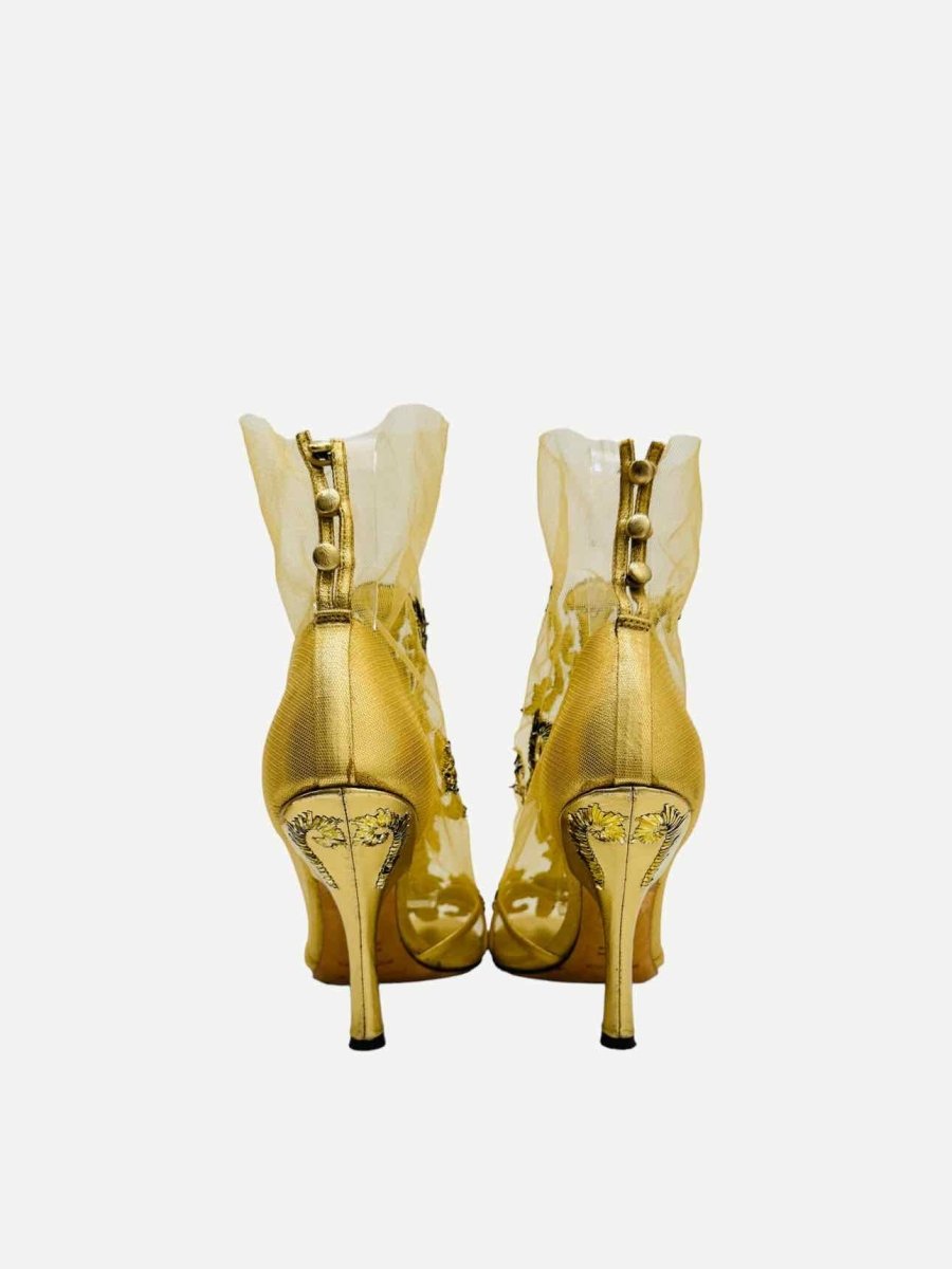 Pre-loved DOLCE & GABBANA Runway Gold Heeled Sandals from Reems Closet