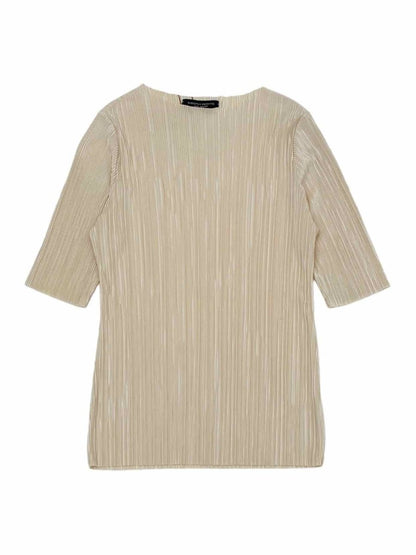 Pre - loved DOROTHY PERKINS Fitted Beige Ribbed Blouse at Reems Closet