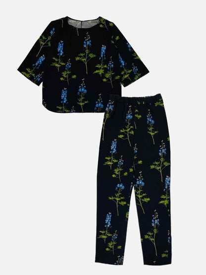 Pre-loved DRIES VAN NOTEN Black, Blue & Green Top & Pants Outfit - Reems Closet
