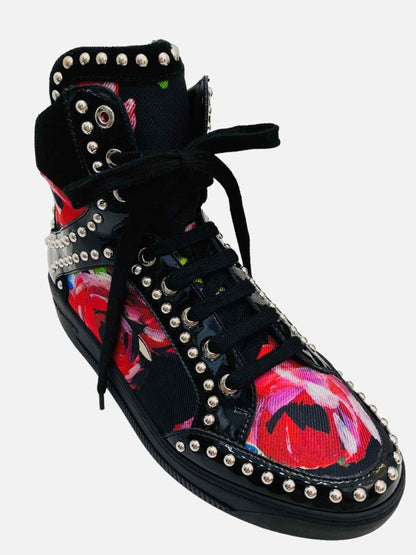 Pre-loved DSQUARED2 High Top Black Multicolor Floral Sneakers - Reems Closet