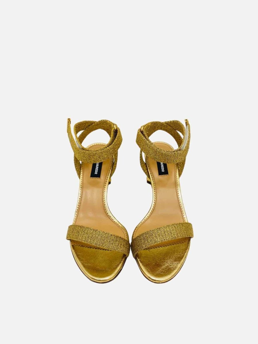 Pre-loved DSQUARED2 Metallic Gold Heeled Sandals from Reems Closet
