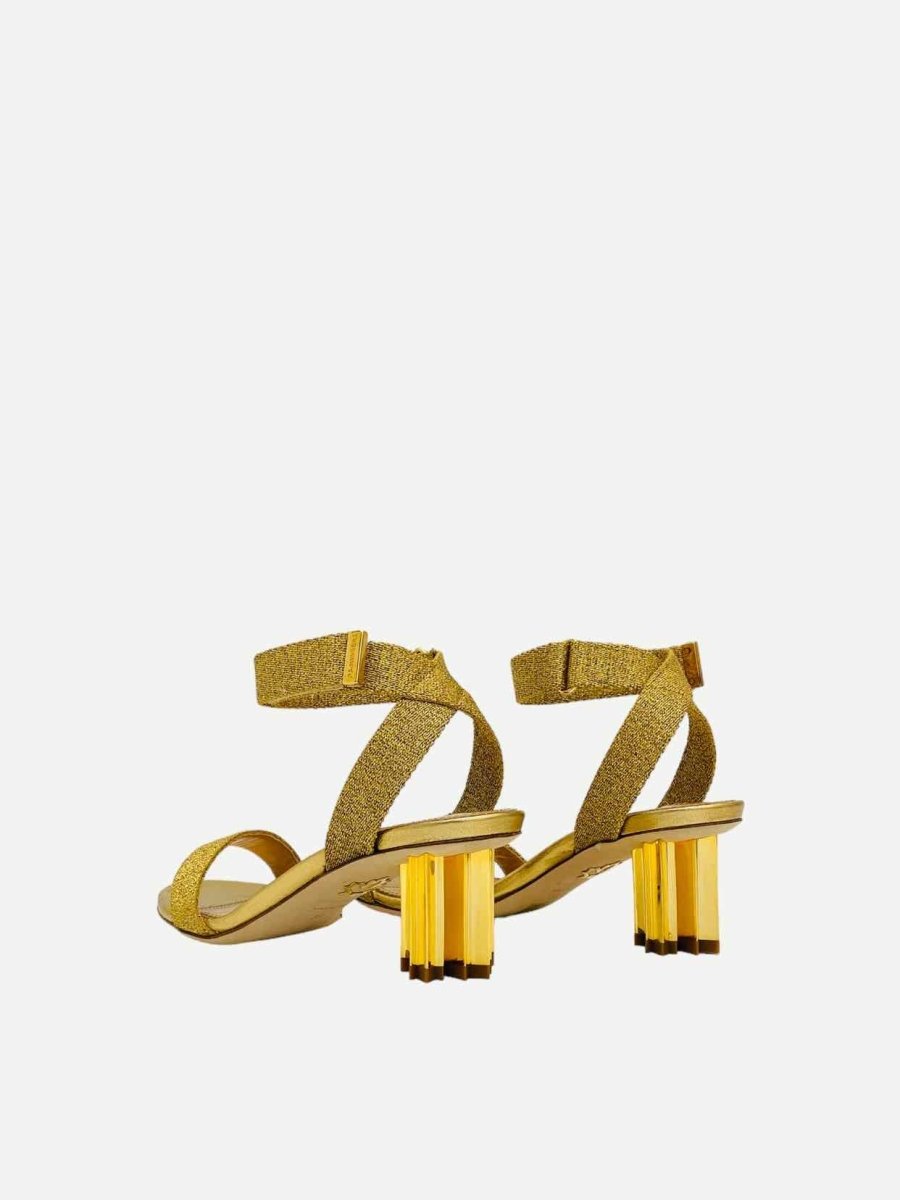 Pre-loved DSQUARED2 Metallic Gold Heeled Sandals from Reems Closet