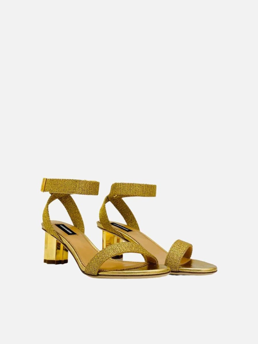 DSQUARED2 Metallic Gold Heeled Sandals - Reems Closet