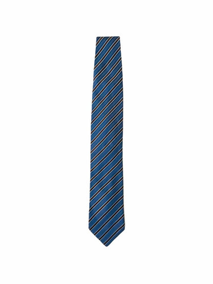 Pre-loved ERMENEGILDO ZEGNA Blue & Brown Striped Necktie - Reems Closet