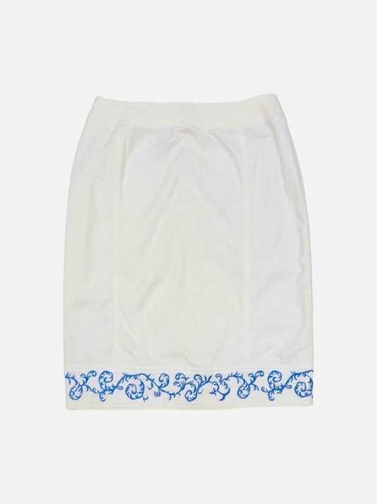 Pre-loved ESCADA Cream & Blue Knee Length Skirt from Reems Closet