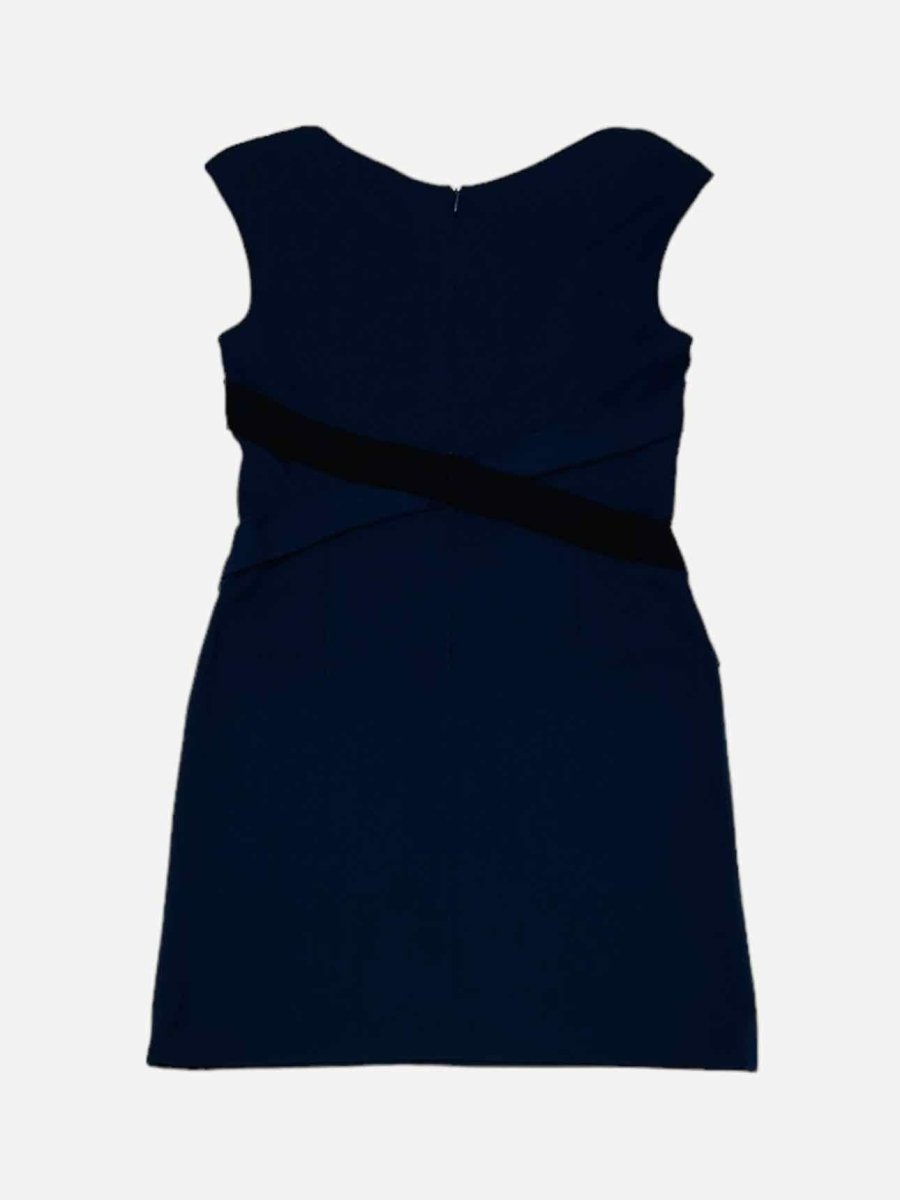 Pre-loved ESCADA Midnight Blue & Black Ruched Knee Length Dress from Reems Closet