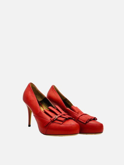 Pre-loved ESCADA Pleated Red Pumps from Reems Closet