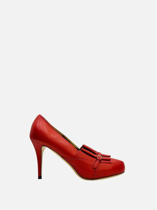 Pre-loved ESCADA Pleated Red Pumps from Reems Closet
