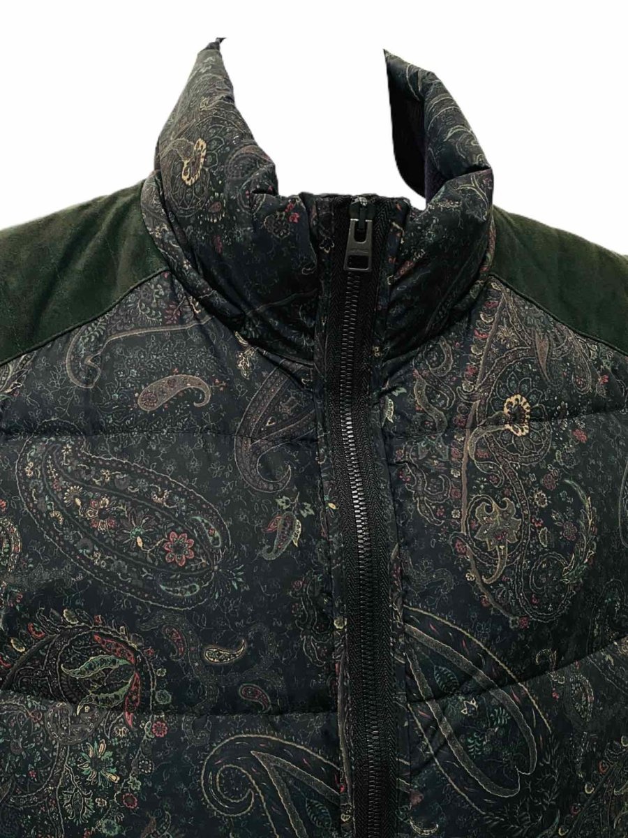 Pre-loved ETRO Black, Green & Pink Paisley Print Puffer Jacket - Reems Closet