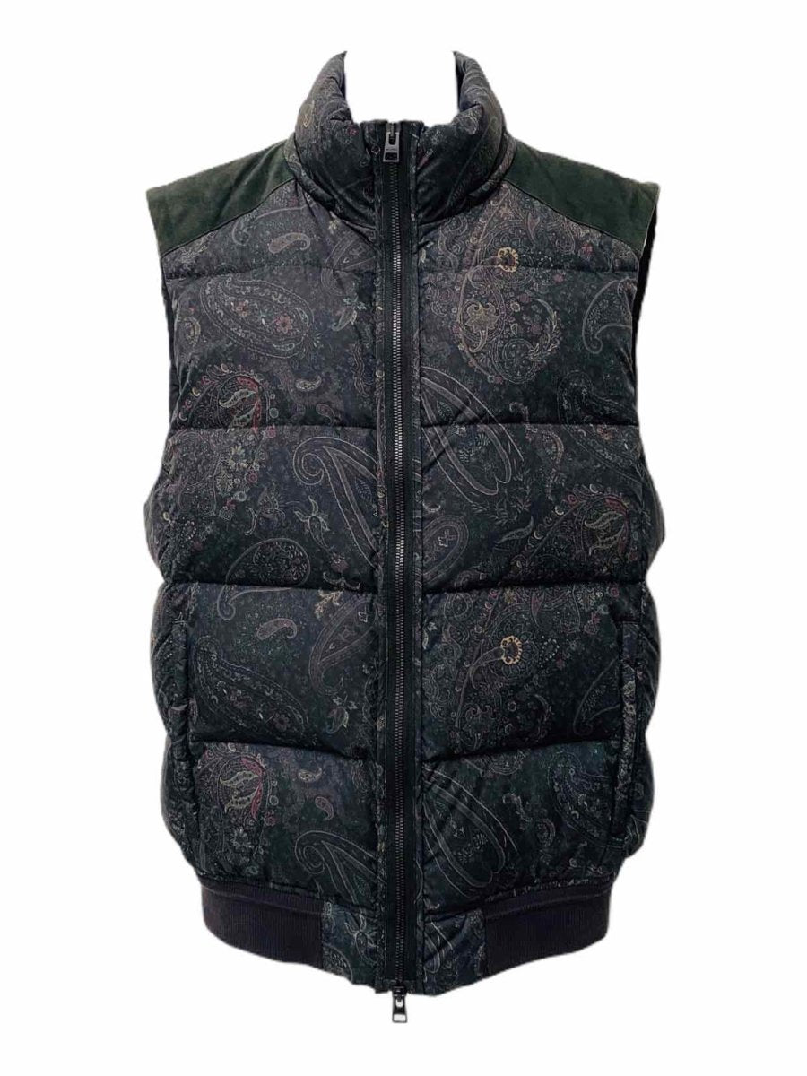 Pre-loved ETRO Black, Green & Pink Paisley Print Puffer Jacket - Reems Closet