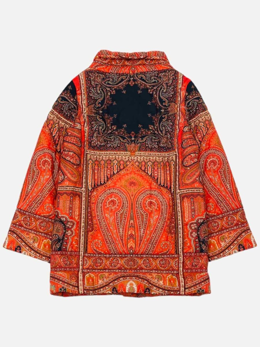 Pre-loved ETRO Puffer Red Multicolor Paisley Print Jacket - Reems Closet