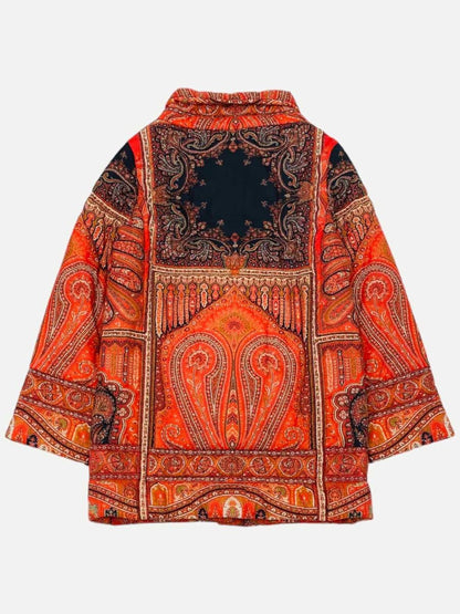 Pre-loved ETRO Puffer Red Multicolor Paisley Print Jacket - Reems Closet