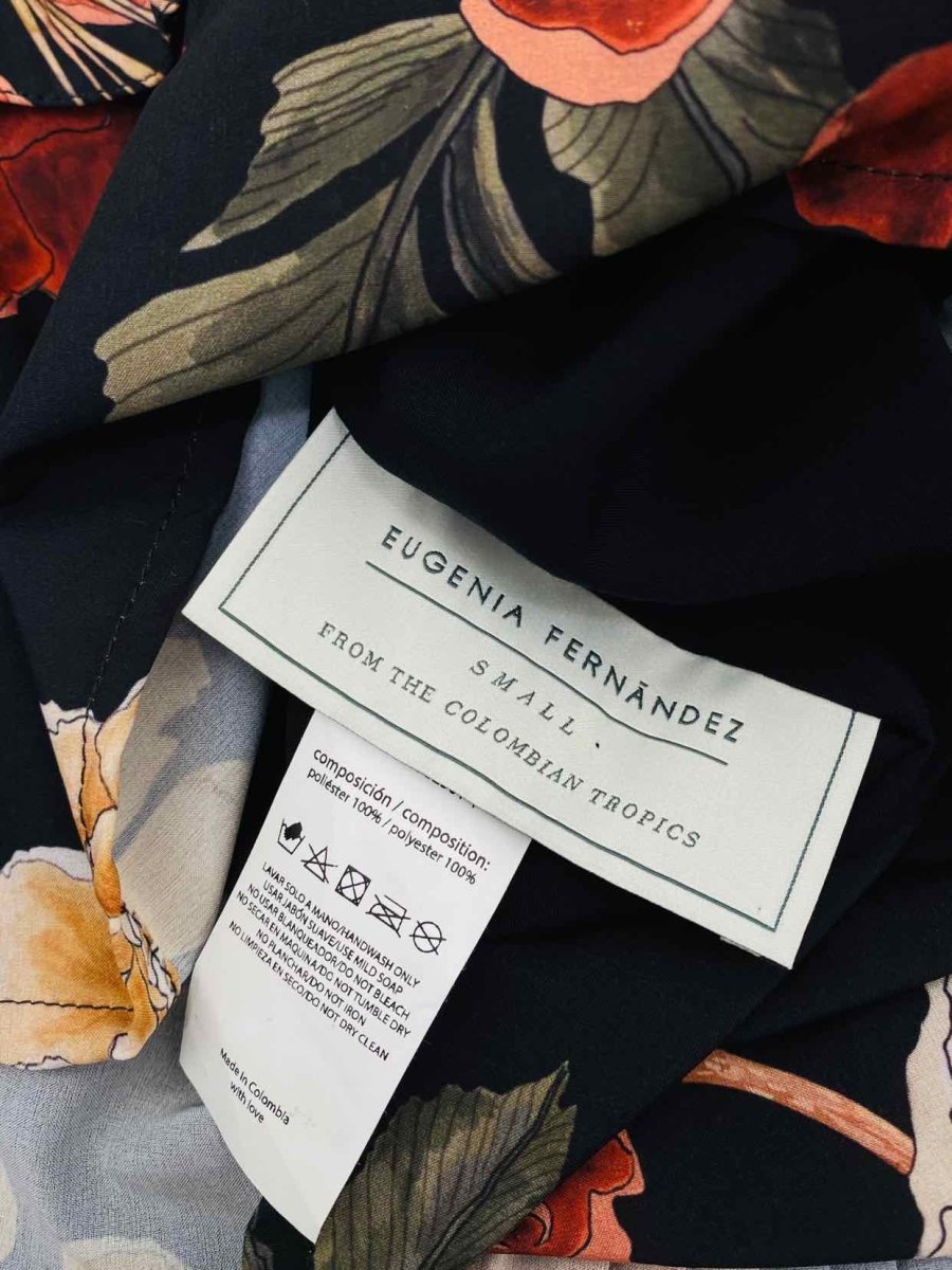 Pre-loved EUGENIA FERNANDEZ Tiered Black Multicolor Midi Skirt - Reems Closet