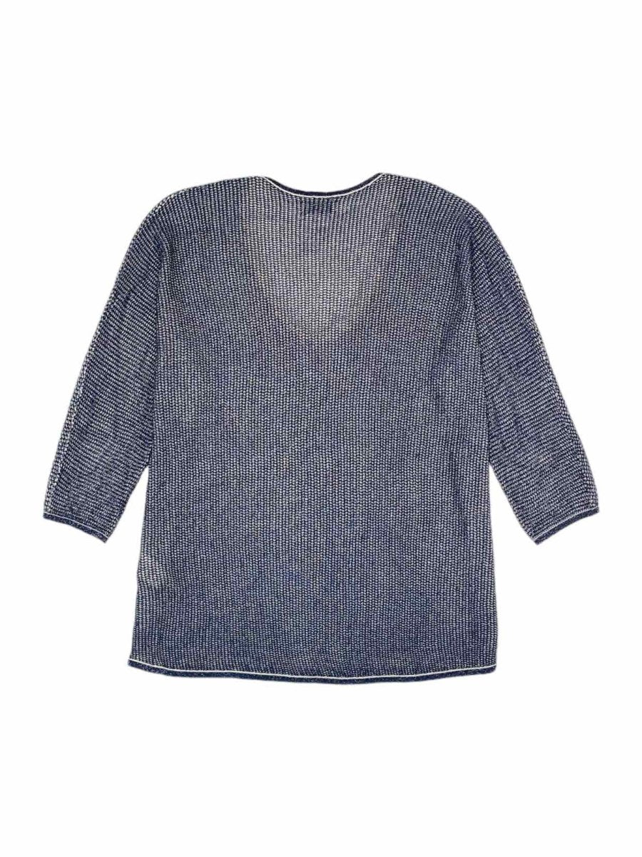 Pre-loved FALCONERI Oversized Metallic Blue & Silver Knit Top - Reems Closet