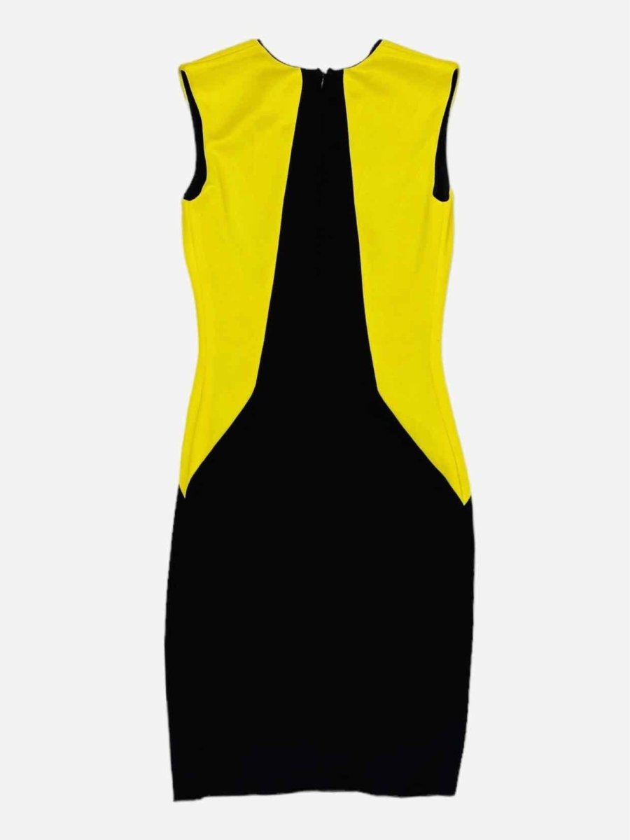 Pre-loved FAUSTO PUGLISI Black & Yellow Knee Length Bodycon Dress from Reems Closet