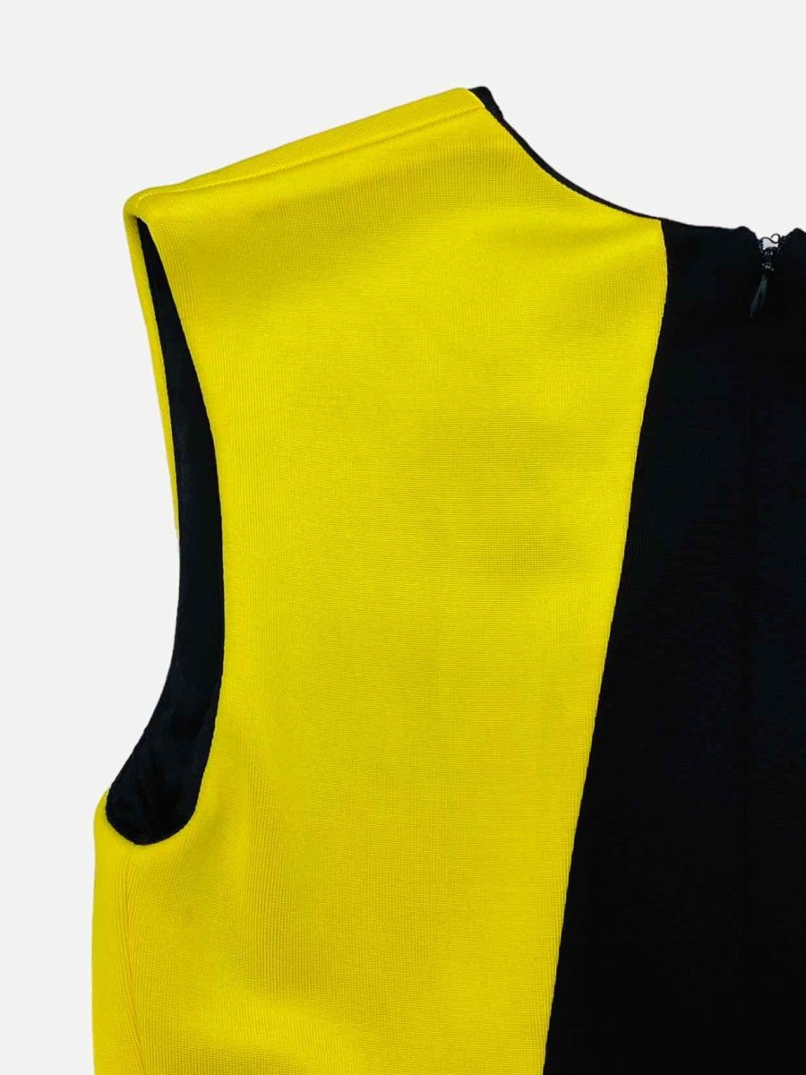 Pre-loved FAUSTO PUGLISI Black & Yellow Knee Length Bodycon Dress from Reems Closet
