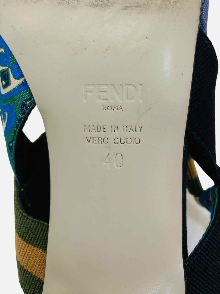 Pre-loved FENDI Colibri Blue Multicolor Slingbacks from Reems Closet