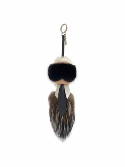 Pre - loved FENDI Karl Lagerfeld Black & White Key Chain at Reems Closet