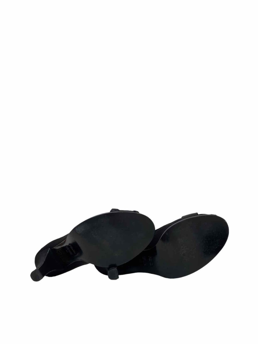 Pre-loved FENDI Peep Toe Black Crystal Embellished Buckle Pumps from Reems Closet