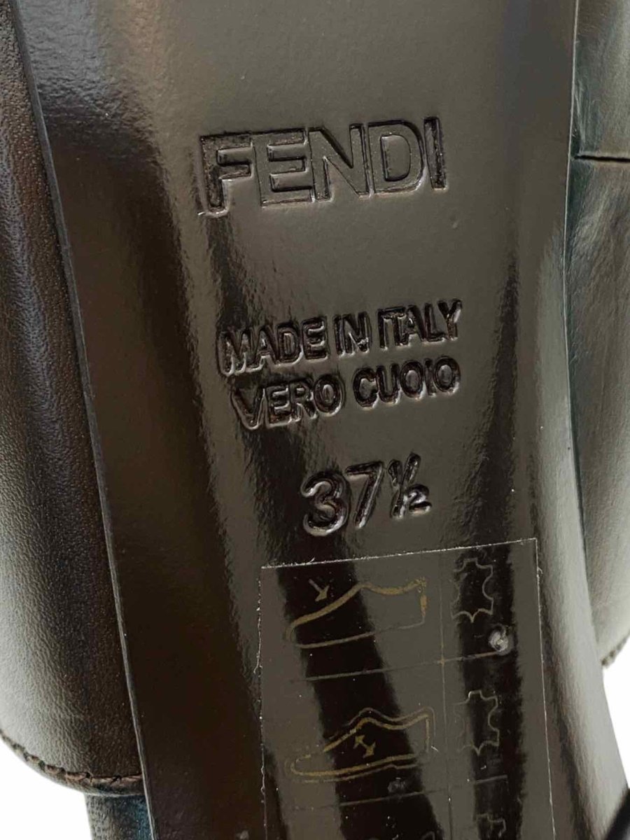 Pre-loved FENDI Peep Toe Dark Brown Slingback Heeled Sandals - Reems Closet