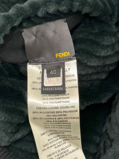 Pre-loved FENDI Reversible Green Bomber Jacket - Reems Closet