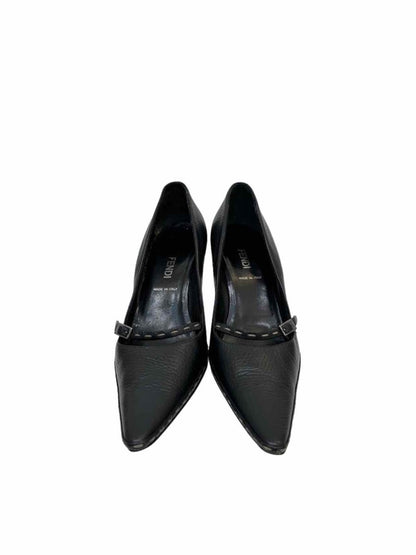 Pre - loved FENDI Selleria Black Pumps at Reems Closet