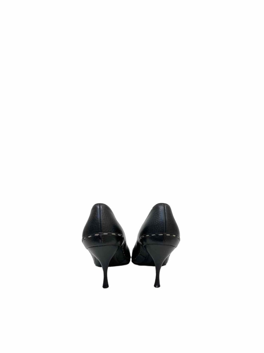 Pre - loved FENDI Selleria Black Pumps at Reems Closet